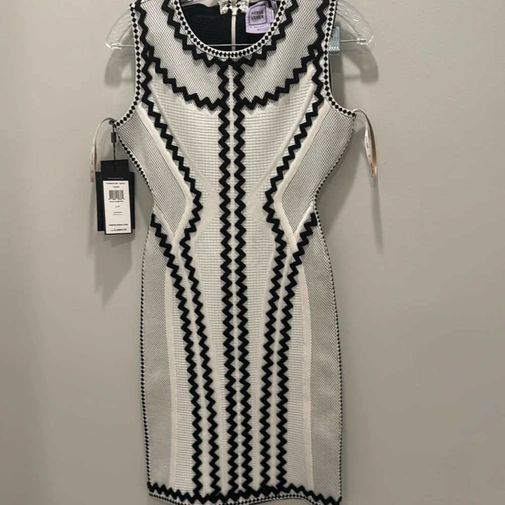 Herve Leger Bandage Black and White IMAAN Dress Size S New w/Tags MSRP $1,890 - Picture 7 of 10